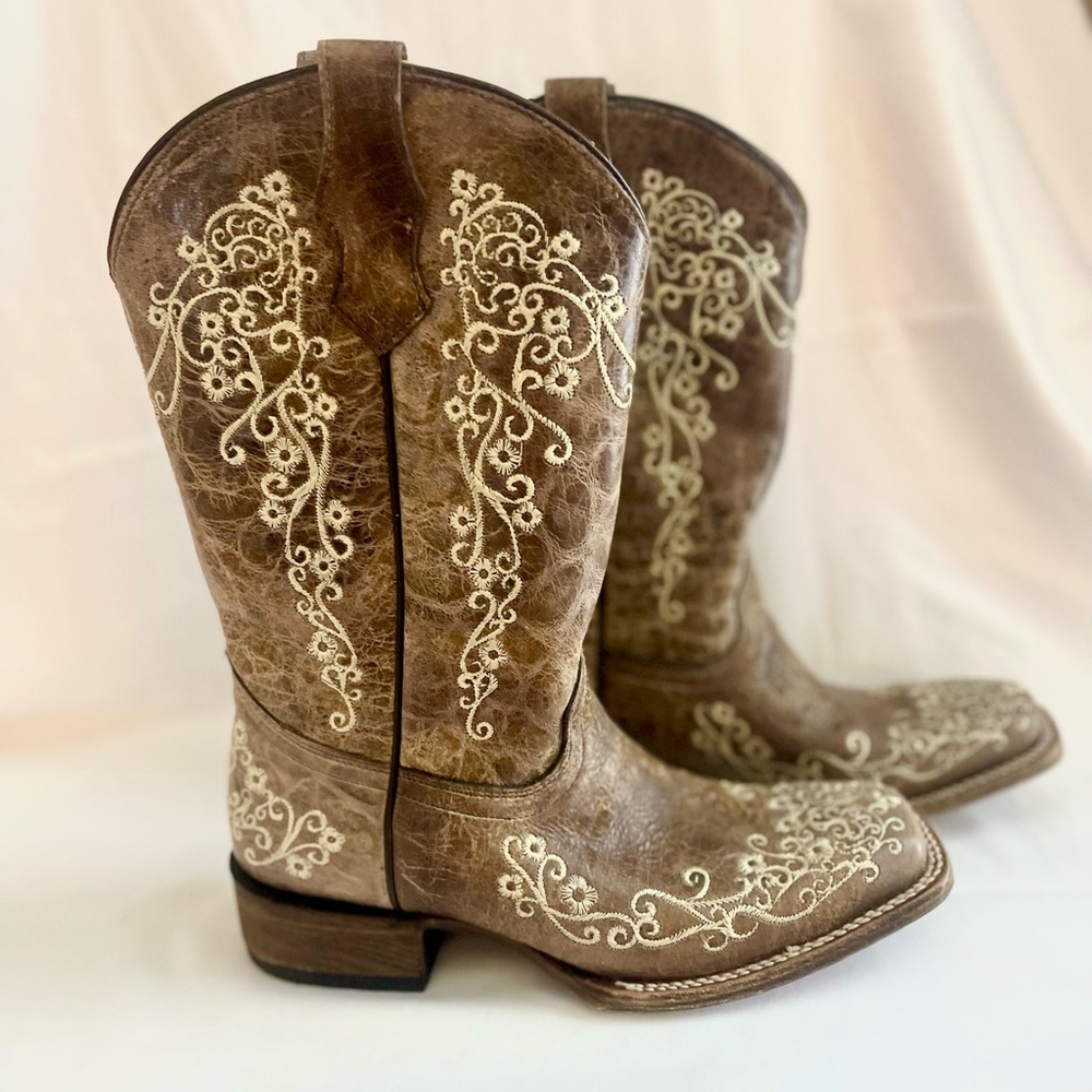 Corral Square Toe Floral Boots